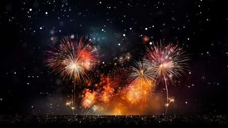 Colorful firework on colorful bokeh background. background illustration. generative aiの素材