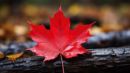 One vivid autumn colorful maple leaf in red and yellow colors. leaf color dry park close illustration forest autumn, natural season, outdoor garden leaf color dry park closeの素材