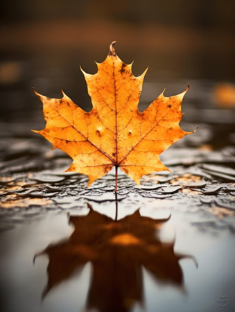 One vivid autumn colorful maple leaf in red and yellow colors. leaf color dry park close illustration forest autumn, natural season, outdoor garden leaf color dry park closeの素材