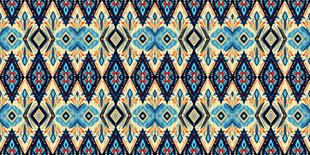 Seamless batik pattern,Seamless tribal batik pattern,and Seamless colorful pattern resemble ethnic boho, Aztec,and ikat styles.designed for use in fabric,curtain,carpet,Batikのイラスト素材