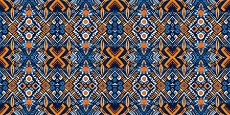 Seamless batik pattern,Seamless tribal batik pattern,and Seamless colorful pattern resemble ethnic boho, Aztec,and ikat styles.designed for use in fabric,curtain,carpet,Batikのイラスト素材