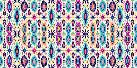 Seamless batik pattern,Seamless tribal batik pattern,and Seamless colorful pattern resemble ethnic boho, Aztec,and ikat styles.designed for use in fabric,curtain,carpet,Batikのイラスト素材