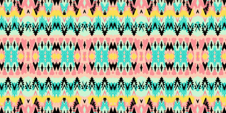 Seamless batik pattern,Seamless tribal batik pattern,and Seamless colorful pattern resemble ethnic boho, Aztec,and ikat styles.designed for use in fabric,curtain,carpet,Batikのイラスト素材