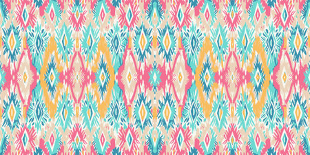 Seamless batik pattern,Seamless tribal batik pattern,and Seamless colorful pattern resemble ethnic boho, Aztec,and ikat styles.designed for use in fabric,curtain,carpet,Batikのイラスト素材
