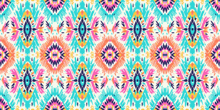 Seamless batik pattern,Seamless tribal batik pattern,and Seamless colorful pattern resemble ethnic boho, Aztec,and ikat styles.designed for use in fabric,curtain,carpet,Batikのイラスト素材
