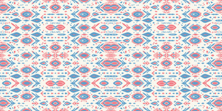 Seamless batik pattern,Seamless tribal batik pattern,and Seamless colorful pattern resemble ethnic boho, Aztec,and ikat styles.designed for use in fabric,curtain,carpet,Batikのイラスト素材