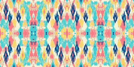 Seamless batik pattern,Seamless tribal batik pattern,and Seamless colorful pattern resemble ethnic boho, Aztec,and ikat styles.designed for use in fabric,curtain,carpet,Batikのイラスト素材