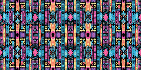 Seamless batik pattern,Seamless tribal batik pattern,and Seamless colorful pattern resemble ethnic boho, Aztec,and ikat styles.designed for use in fabric,curtain,carpet,Batikのイラスト素材