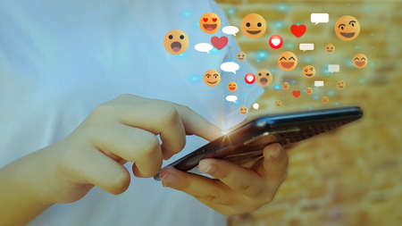 female hand using smartphone to play or use social media, digital media concepts, technology, social...