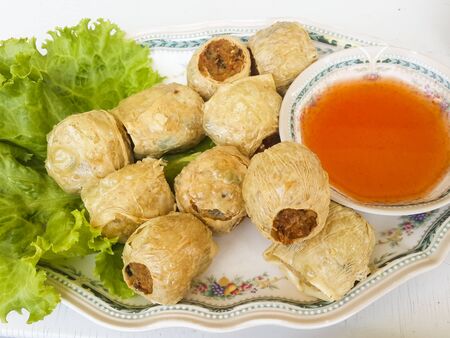 Deep Fried Crab Meat Rollsの写真素材