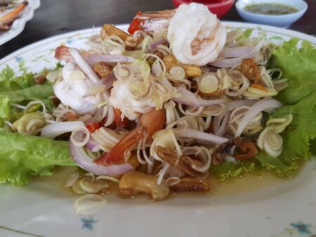 Fresh Lemongrass Shrimp Saladの写真素材