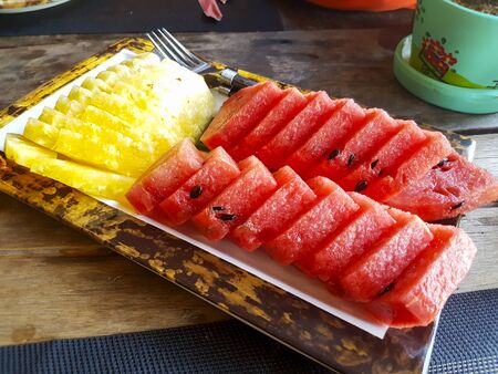 Watermelon and pineappleの写真素材