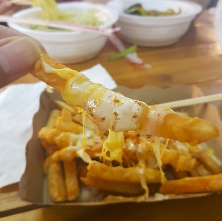 Yellow French topped with Cheeseの写真素材