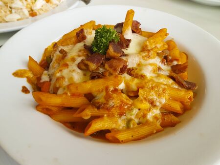 Ham and cheese macaroniの写真素材