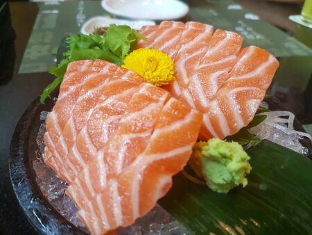 salmon sashimiの写真素材
