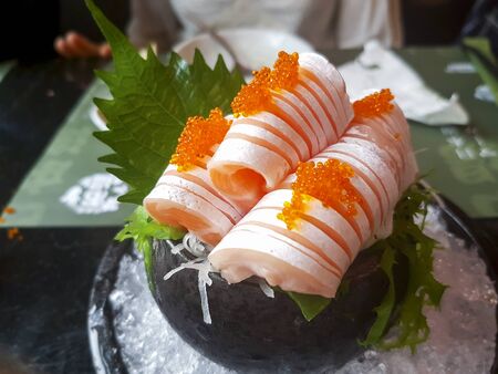 salmon sashimiの写真素材