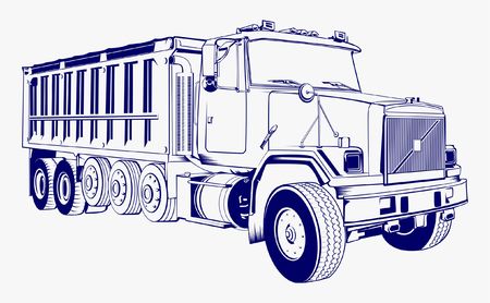 Trailer Truck Outlined Illustration Vectorのイラスト素材