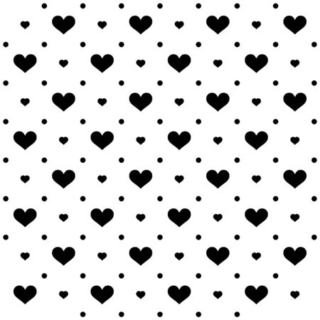 Heart black on white seamless pattern backgroundのイラスト素材