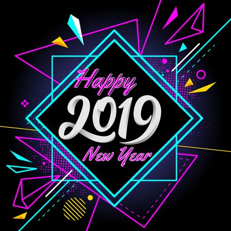 Happy new year 2019 with modern colorful backgroundのイラスト素材