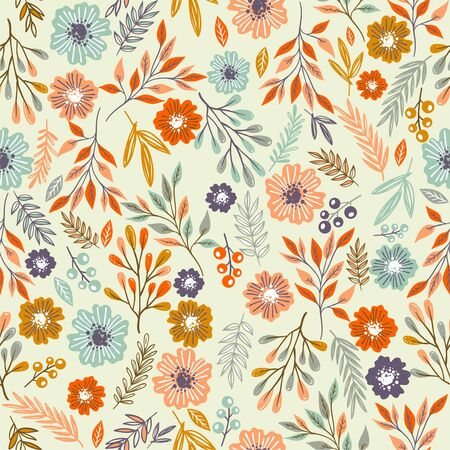 Handdrawn ethnic floral seamless pattern backgroundsのイラスト素材