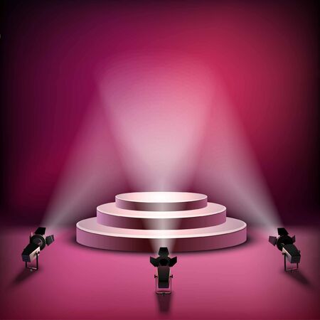 Realistic stage with elegant lightning spotlightのイラスト素材