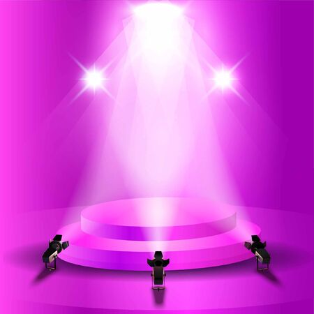 Stage podium with realistic elegant lightning spotlightのイラスト素材
