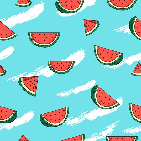 watermelon with brush pastel color seamless background for kids and wall decorationのイラスト素材
