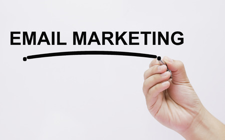 The hand writing email marketingの写真素材