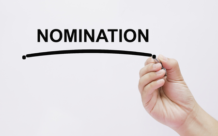 The hand writing nominationの写真素材