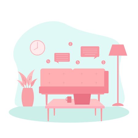 concept illustration. work from home, work at home, stay at homeのイラスト素材