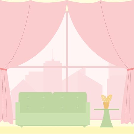 cozy work space at home, work space at home, cozy living roomのイラスト素材