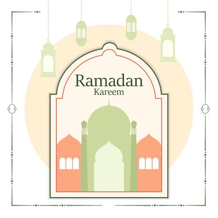 Ramadan Kareem Banner, Ramadan kareem set of poster and greeting, Ramadan Backgroundのイラスト素材