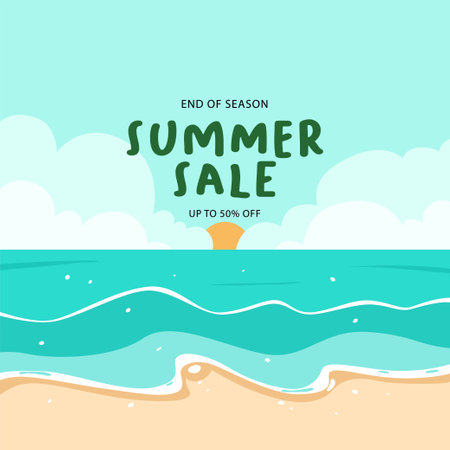 BANNER SALE TEMPLATE FOR END SEASON SUMMERのイラスト素材