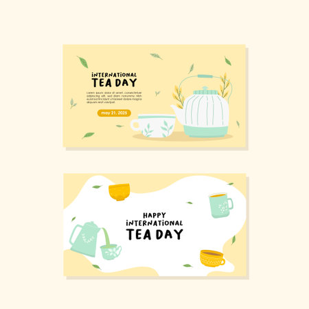 Flat design international tea day illustrationのイラスト素材