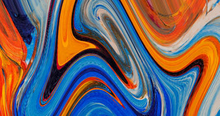 Abstract Marble Painting Art Blue And Orange