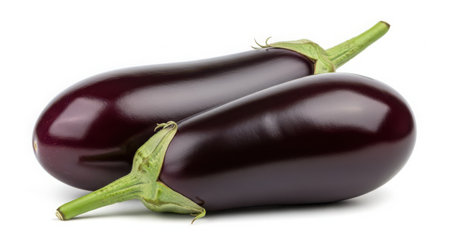 eggplant or aubergine vegetable isolated on white background cutoutの素材
