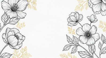 Vintage floral background with hand drawn poppies. Vector illustration.の素材