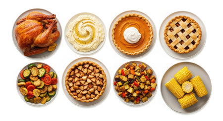 Bowls of different snacks on white background. Top view.の素材