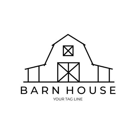 barn house logo illustration design, farmhouse logo designのイラスト素材