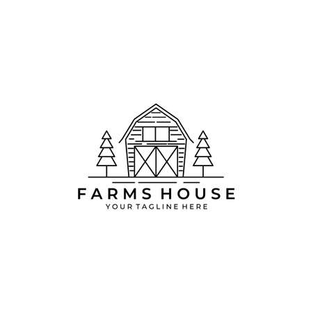 farms house line art logo vector illustration template designのイラスト素材