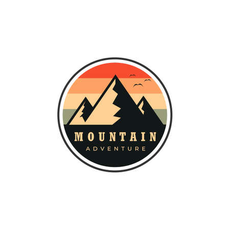 mountain logo graphic retro color vector illustration designのイラスト素材