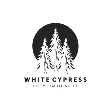 white cypress logo line art vector illustration designのイラスト素材
