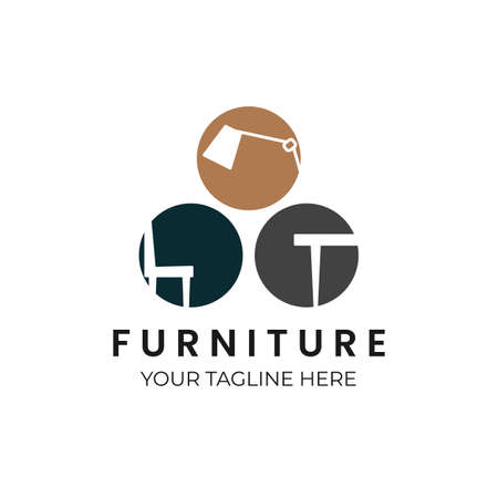 furniture modern color icon logo vector illustration template design. lamp, chair, table logoのイラスト素材
