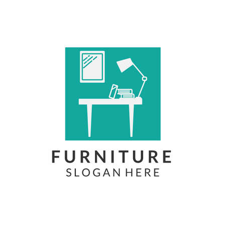 furniture vintage color emblem icon logo vector illustration template designのイラスト素材