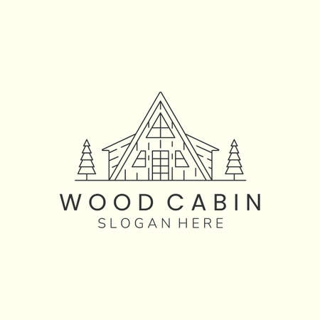 wood cabin minimalist line art logo template vector designのイラスト素材