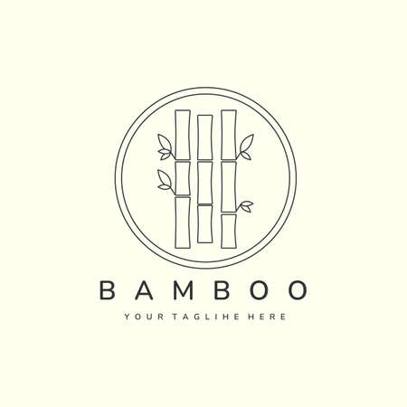 bamboo simple line art logo emblem template vector designのイラスト素材