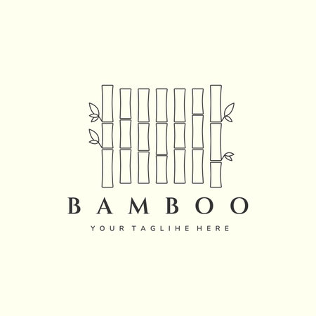 bamboo simple line art logo template vector designのイラスト素材