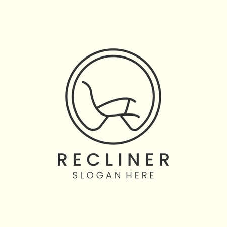 recliner furniture line art minimalist emblem icon logo vector illustration template designのイラスト素材