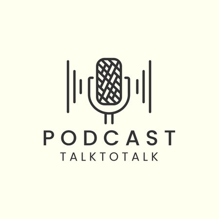 gaming podcast simple minimalist line art logo icon template illustration vector designのイラスト素材