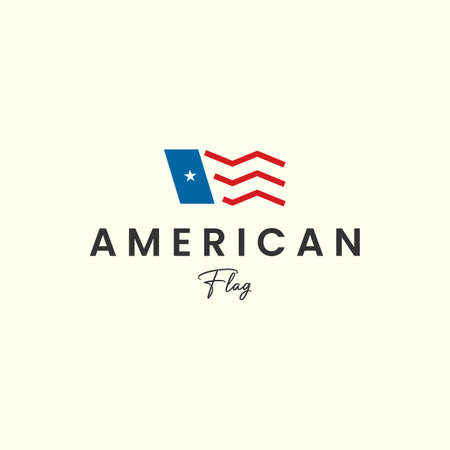 american flag line art minimalist logo icon template illustration vector designのイラスト素材